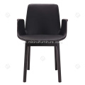 Cuero negro genuino Ventura Sillón de cuero Ventura